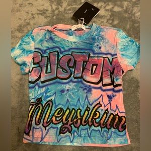NEW Letter Graphic Tie Dye Crop Tee